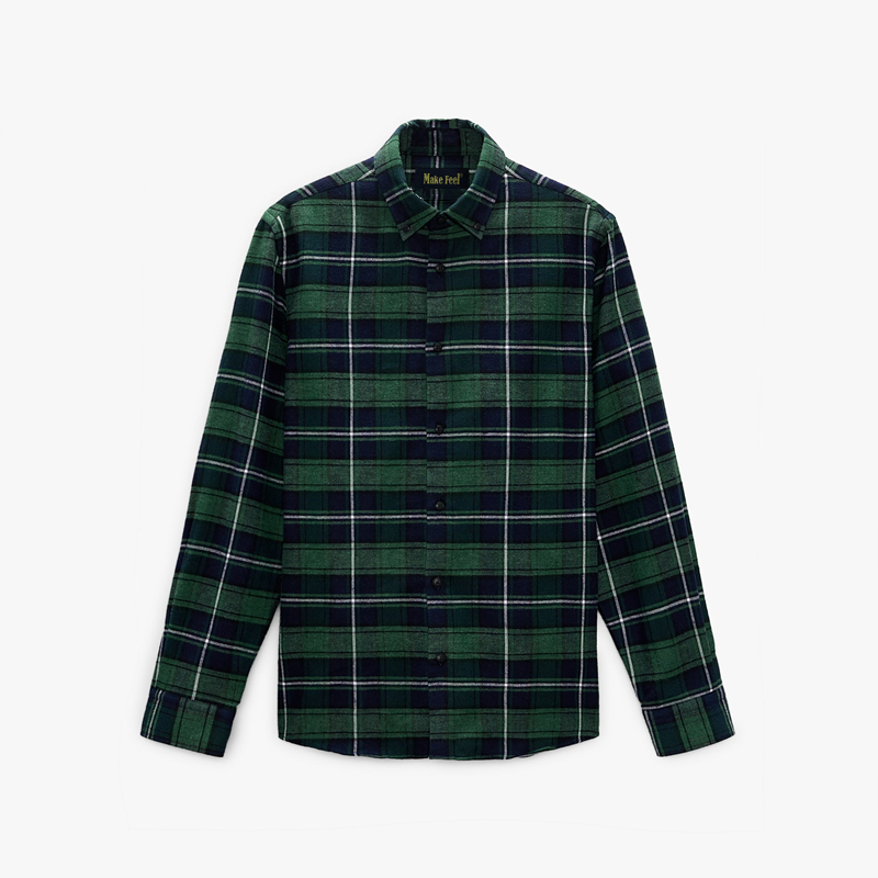上海Green and White Check Shirt